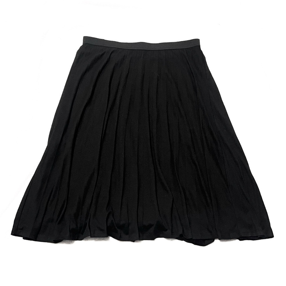 The Limited Accordion Pleated Solid Black Pull On Midi Skirt Size Small